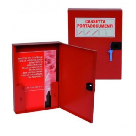 Cassetta portadocumenti in plastica colore rossa con serratura a chiave         mm. 355x390X60 mod. 12PD2ABS8.